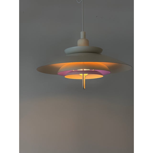 Large Vintage Danish Form-Light Pendant Lamp in White and Cobalt Blue, Denmark, 1970s For Sale - Image 17 of 18