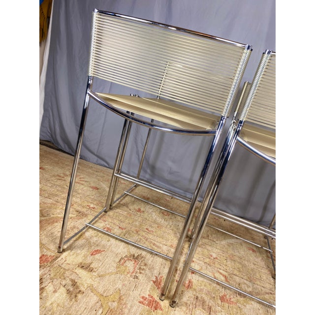 Alias 1970s Mid-Century Italian Chrome Spaghetti Stools Set of 4 For Sale - Image 4 of 9