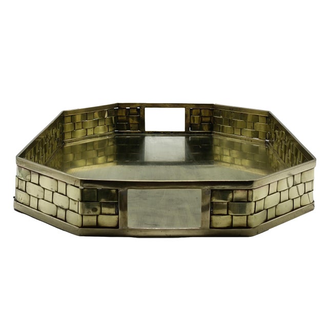 Mid-Century Modern Octagonal Brass Serving Tray, Italy, 1970s For Sale - Image 3 of 8
