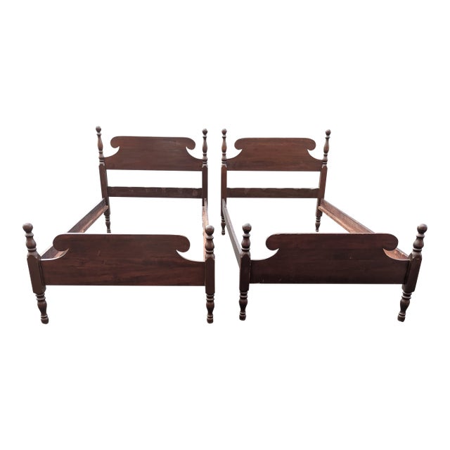 Mid 20th Century Pair of American Empire Style Twin-Size Bed Frames For Sale