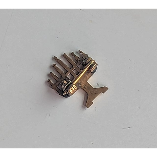 Menorah Vintage diminutive Lapel Pin Tie Tack Hanukkah candelabrum Judaica with exemplary detail.