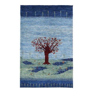 Blue Color Fine Hand Knotted Persian Gabbeh For Sale