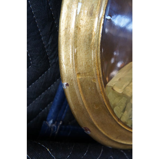 Mid 20th Century Lacquered Oval Oil Portrait Painting Young Redhead Girl With Pearls 13" For Sale - Image 4 of 9