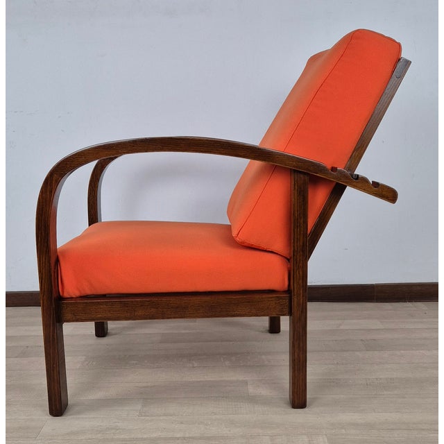 Brown Art Deco Reclining Armchair, Vienna, 1920s For Sale - Image 8 of 18