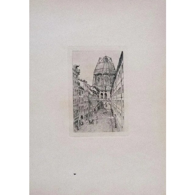 Paris, Rue Mazarine is an original Modern artwork realized by Luca Beltrami (Genoa 1854 - 1933) in 1877. Original B/W...
