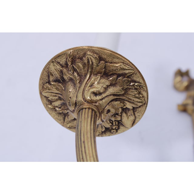1950s Pair of French Style Brass Electric Sconces For Sale In Philadelphia - Image 6 of 11