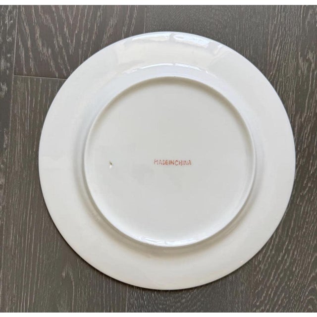Ceramic Vintage Chinese Export Famille Verte Cabbage & Butterfly Plates - Set of 8 For Sale - Image 7 of 8