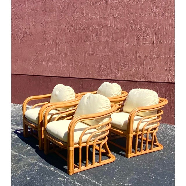 Vintage Boho Chic Brown Jordan Bamboo Lounge Chairs Set Of Four Chairish