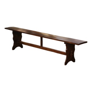 19th Century French Provincial Carved Walnut Farmhouse Trestle Bench For Sale