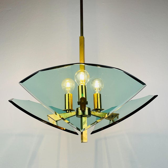 1950s Vintage Art Glass Pendant Lamp from Fontana Arte, Italy, 1950s For Sale - Image 5 of 13