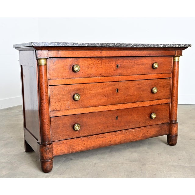 French 19th Century Solid Walnut Empire Commode For Sale - Image 4 of 13