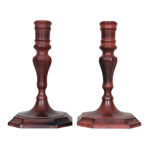 Turned Brass Candlestick Holders, a Pair