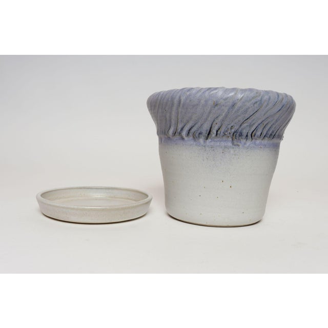 1990s Vintage Lilac and Pale Gray Studio Ceramic Planter With Plate by Deanna Nichols For Sale - Image 5 of 18