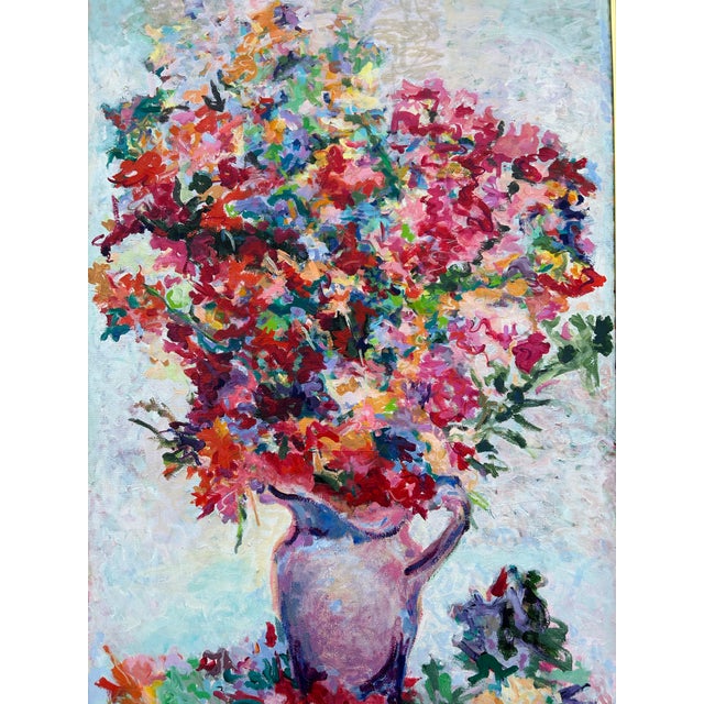 Vintage 1970’s Large Impressionist Floral Oil Painting, Framed For Sale - Image 4 of 7