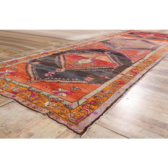 Terra Cotta Vintage Turkish Kars Rug, 06'01 X 18'03 For Sale - Image 8 of 10
