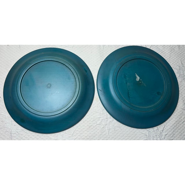 Vintage Pair of Ralph Lauren Wooden Serving Bowls With Under Liners in Blue - 4 pcs For Sale - Image 9 of 12