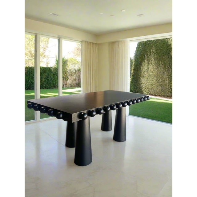 2020s Dot Rectangular Wood Dining Table in Black With Ball Design For Sale - Image 5 of 5