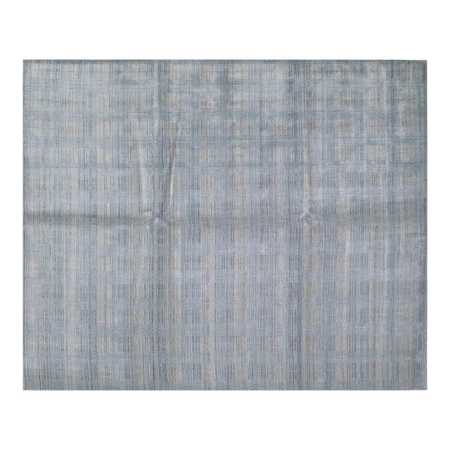 Early 21st Century Modern Minimalist Hand Knotted Bamboo Rug With Soft Texture,8'X10' For Sale