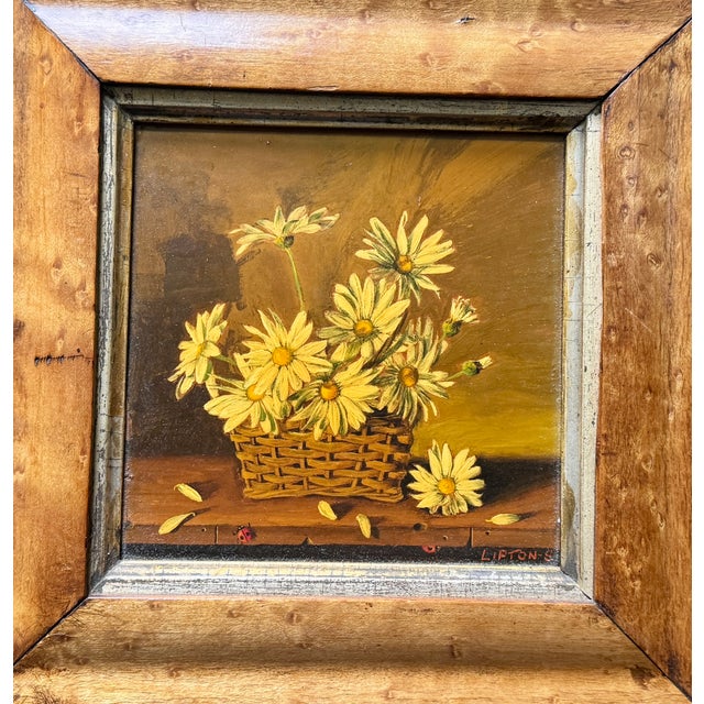 Beautful miniature painting of daisies by New York and Connecticut artist Sondra Lipton. 8 inches by 8 inches framed. 4.75...
