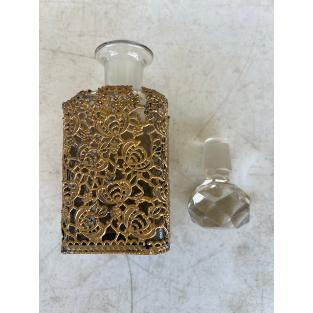 Antique Glass Decanter Ormolu Filigree Overlay For Sale In West Palm - Image 6 of 8