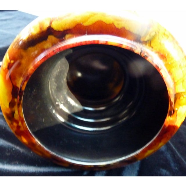 Scarlet 1990s Jean-Noël Bouillet French Art Glass Lamp Base 12" Reverse Painted Amalgam Lacquer For Sale - Image 8 of 8