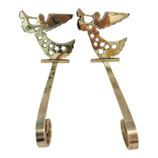 Vintage Brass Angel Christmas Stocking Hangers - A Pair For Sale