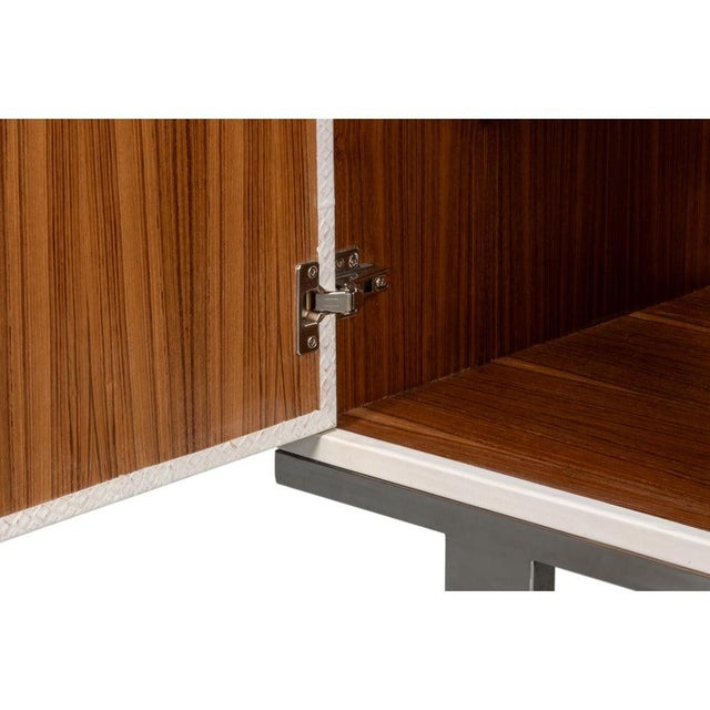 White Modern Glam White Leather Credenza on Sled Base For Sale - Image 8 of 11