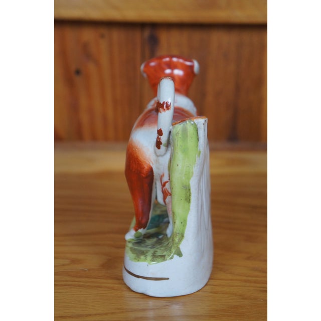 Mid 19th Century Antique Staffordshire Porcelain Red & White Cow Spill Vase Creamer Pitcher For Sale - Image 5 of 11