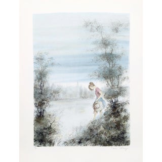 Bernard Charoy, Girl With Hat, Lithograph For Sale