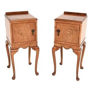 Antique Edwardian Walnut Bedside Cabinets, 1900, Set of 2 For Sale