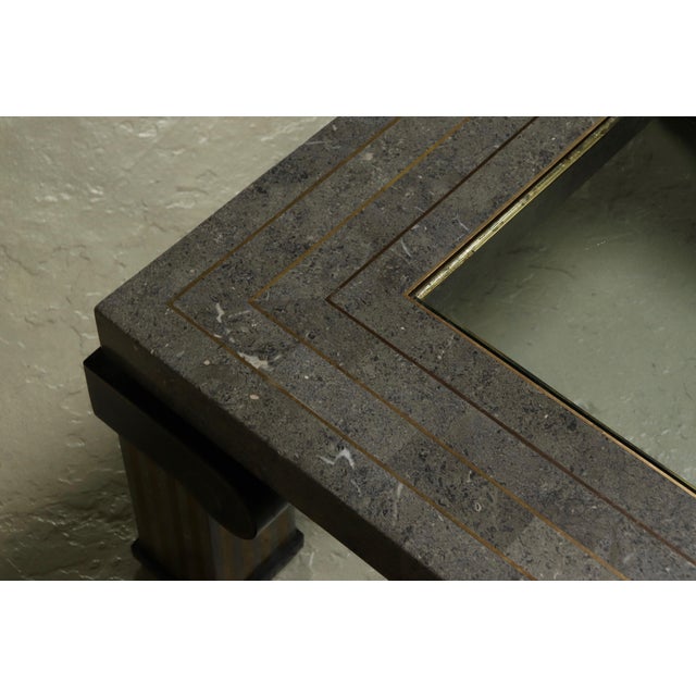 Metal Tessellated Stone and Brass Coffee Table from Maitland Smith, 1980s For Sale - Image 7 of 12