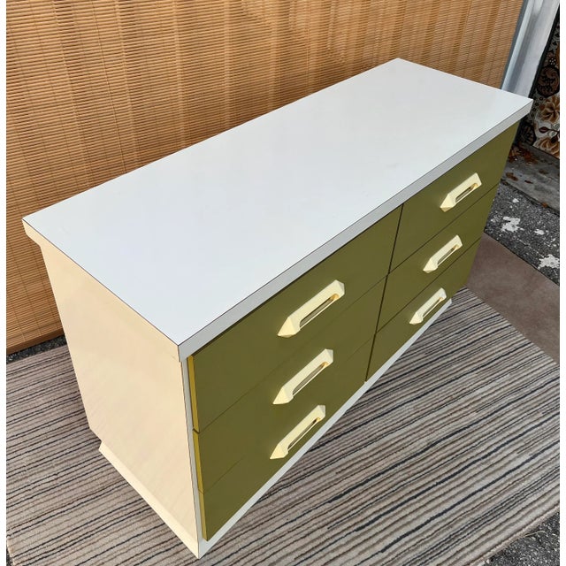 Vintage Mid Century Modern Laminated Compact Dresser For Sale - Image 4 of 13
