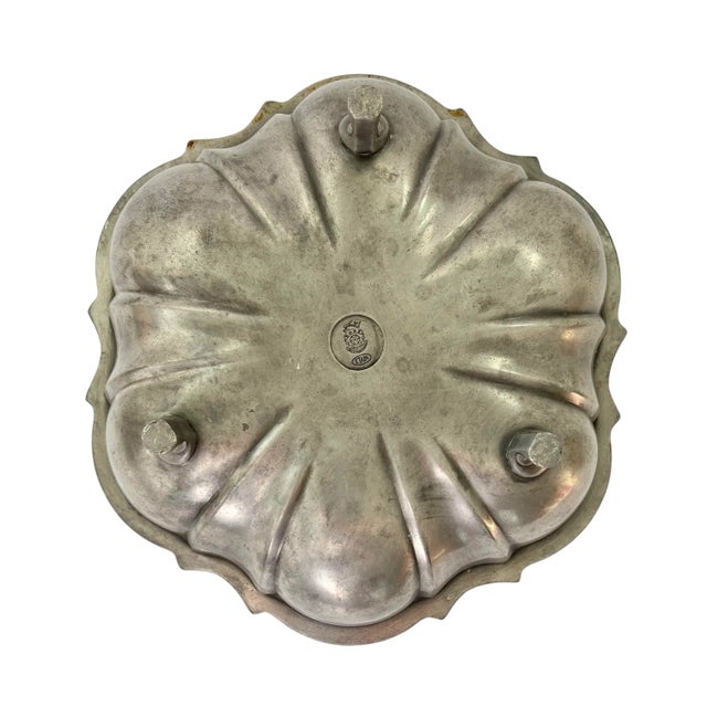 Mid Century Modern Rose International Etain French Pewter Scalloped Lobed Metal Bowl, France For Sale - Image 4 of 13