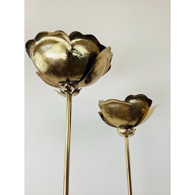 Metal Vintage 1980s Tommaso Brass Double Lotus Floor Lamp by Tommaso Barbi For Sale - Image 7 of 13