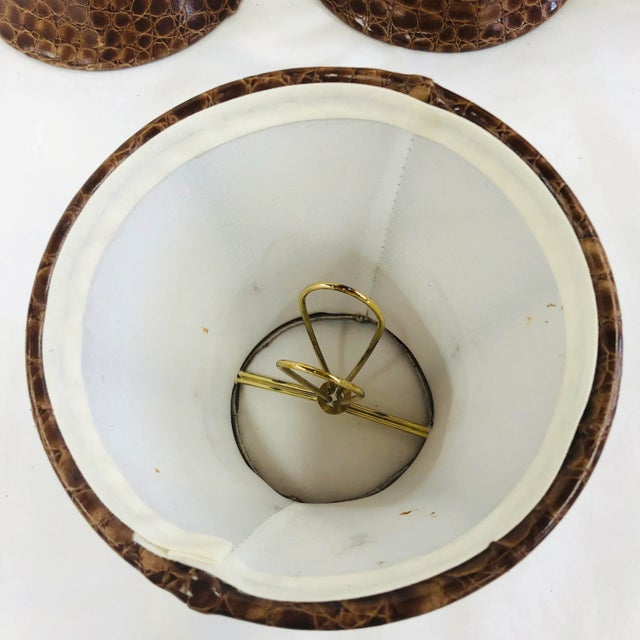 Textile Animal Print Faux Leather Chandelier Shades - Set of 5 For Sale - Image 7 of 9