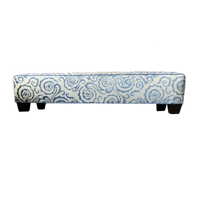 Scalamandre Cirrus Velvet Damask Upholstured Bench For Sale - Image 13 of 13