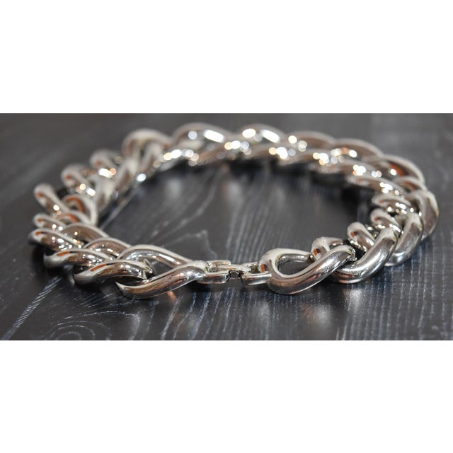 1980s Vintage Givenchy Silver Tone Chunky Chain Necklace For Sale - Image 5 of 13