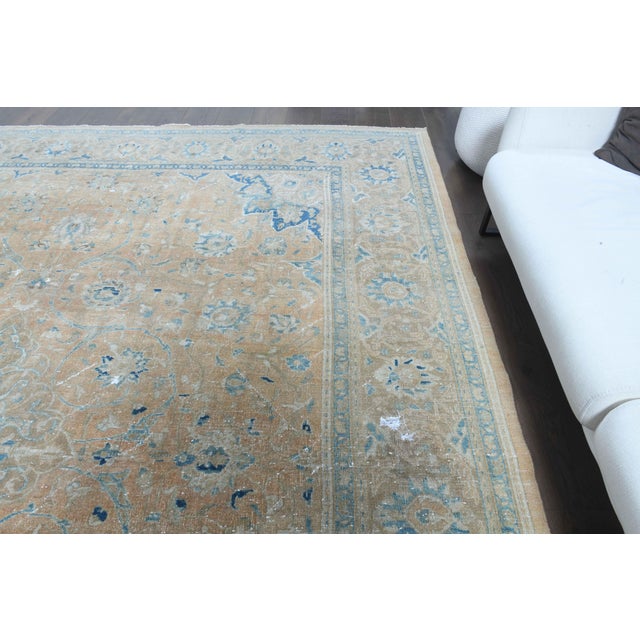 1970s 1970s Vintage Persian Handmade Wool Cotton Light Brown Area Rug For Sale - Image 5 of 11
