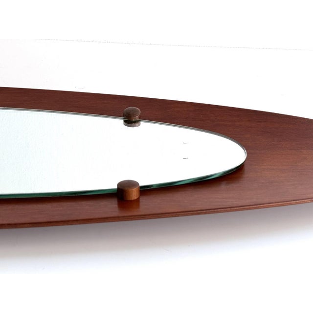 Wood Italian Teak Bentwood Wall Mirror, 1950s For Sale - Image 7 of 13
