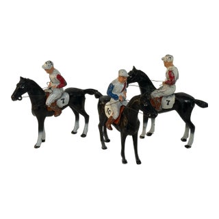 Vintage American Cast Metal Racehorse & Jockey Figures — Set of 3 — Made in u.s.A. For Sale