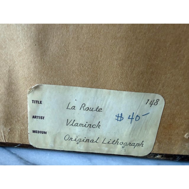 Teal Maurice De Vlaminck "La Route" Mid-Century Framed Color Lithograph For Sale - Image 8 of 11