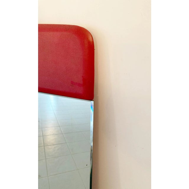 Long Mirror with Side Portions in Sky Fuchsia & Detailed Steel Buttons, 1970s For Sale - Image 6 of 9