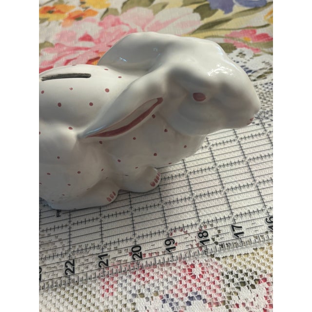 Mid 20th Century Tiffany & Co. Austria Ceramic Bunny Bank – White & Pink For Sale - Image 11 of 14