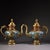 This matched set of ornate Chinese ewers is crafted in gilt brass with traditional cloisonné enamel work. Each vessel has...