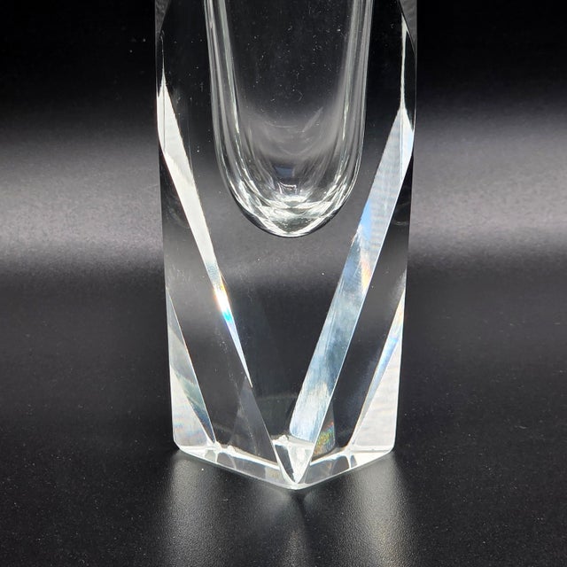 Mid 20th Century Flavio Poli for Seguso Faceted Murano Crystal Vase For Sale - Image 9 of 12