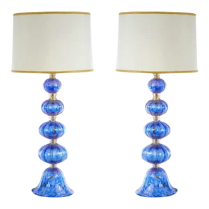 20th Century Murano Venetian Glass / Gold Flecks Table Lamps