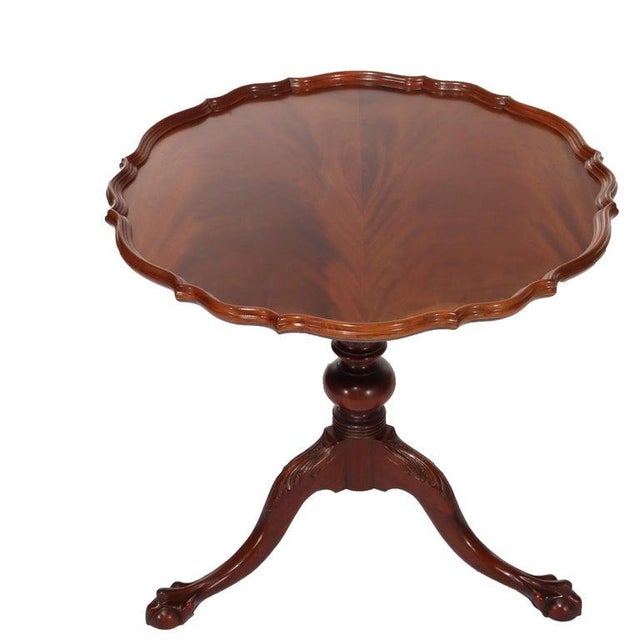 1930s Antique Philadelphia School Chippendale Mahogany Pie Crust Stand C1930 For Sale - Image 5 of 9