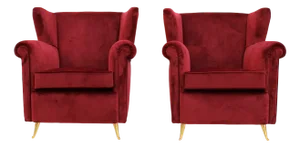 Set of Armchairs in Velvet and Brass, 1970s