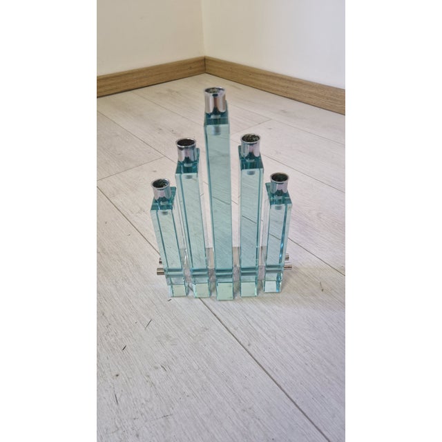 Candlestick in Glass and Chromed Brass with Gallotti and Root from Gallotti & Radice, 1960s For Sale - Image 11 of 12