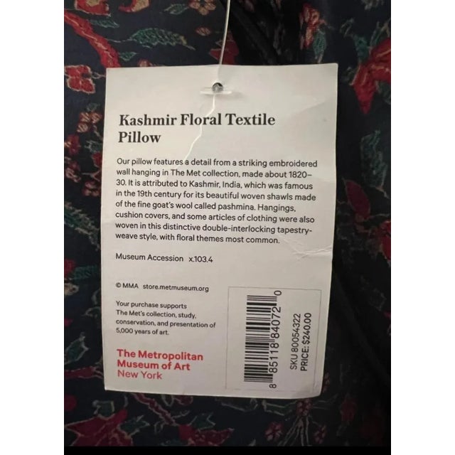 Silk Kashmir Floral Textile Pillows by the Met Museum- a Pair For Sale - Image 4 of 6